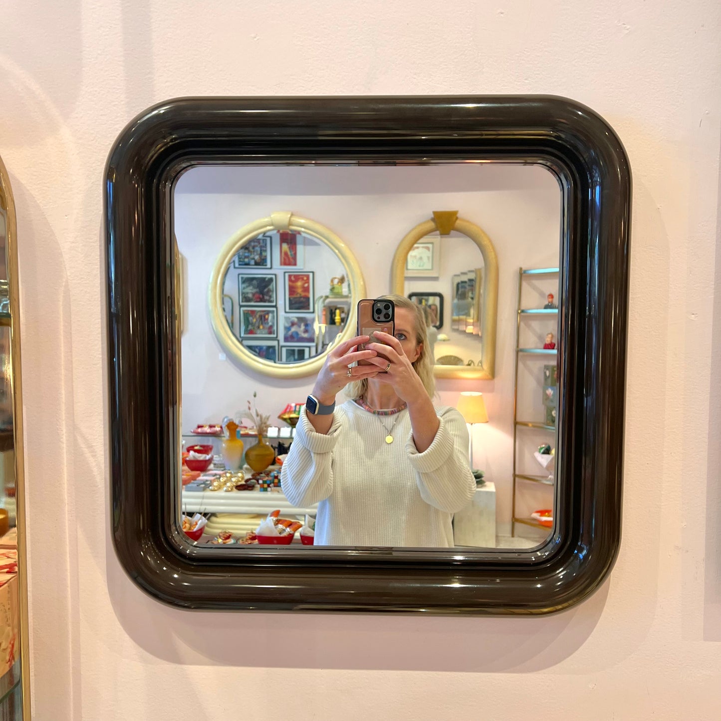 Vintage Delfo Mirror in Brown Plastic by Sergio Mazza for Artemide, 1960s