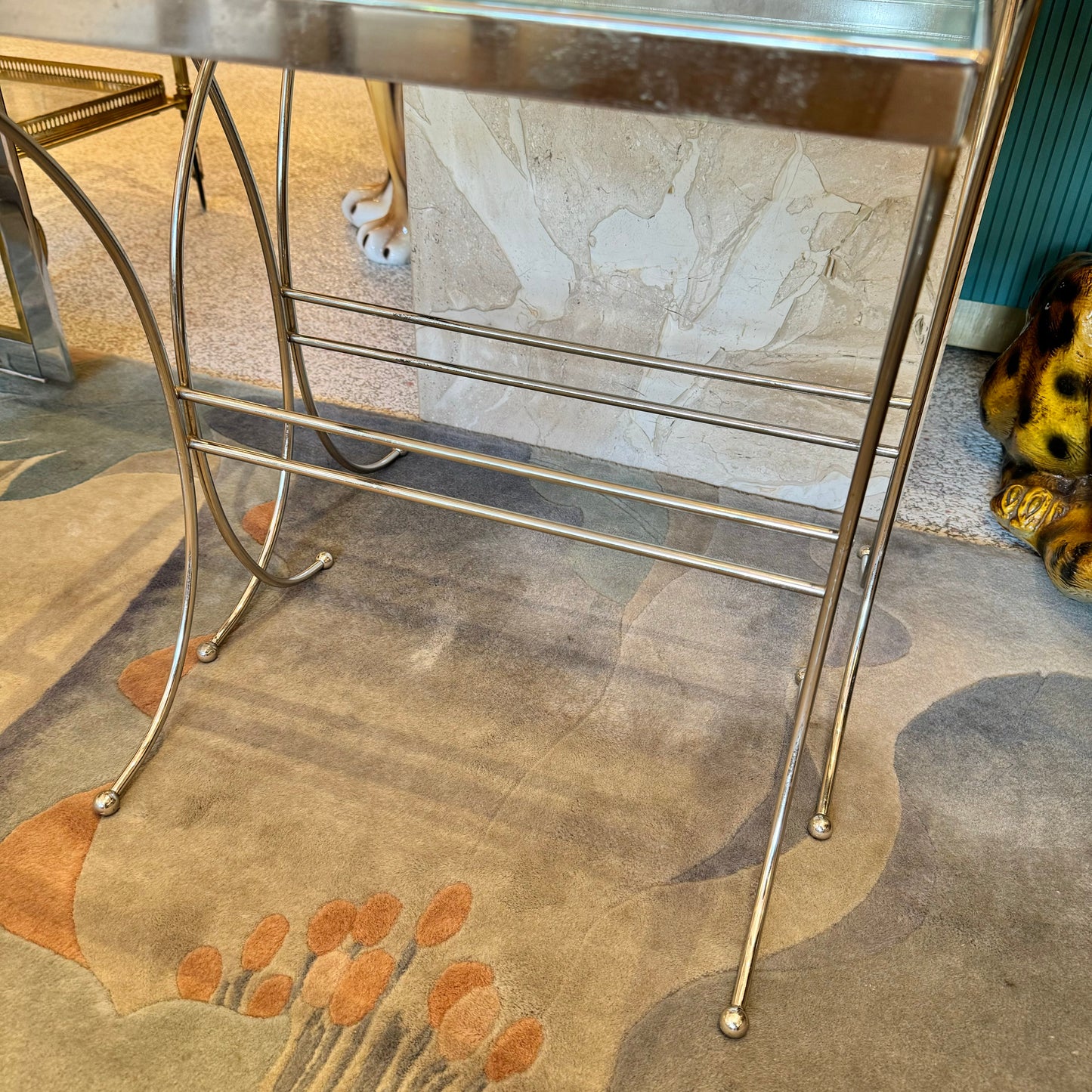 Pair of Vintage Chrome and Glass Nesting Side Tables