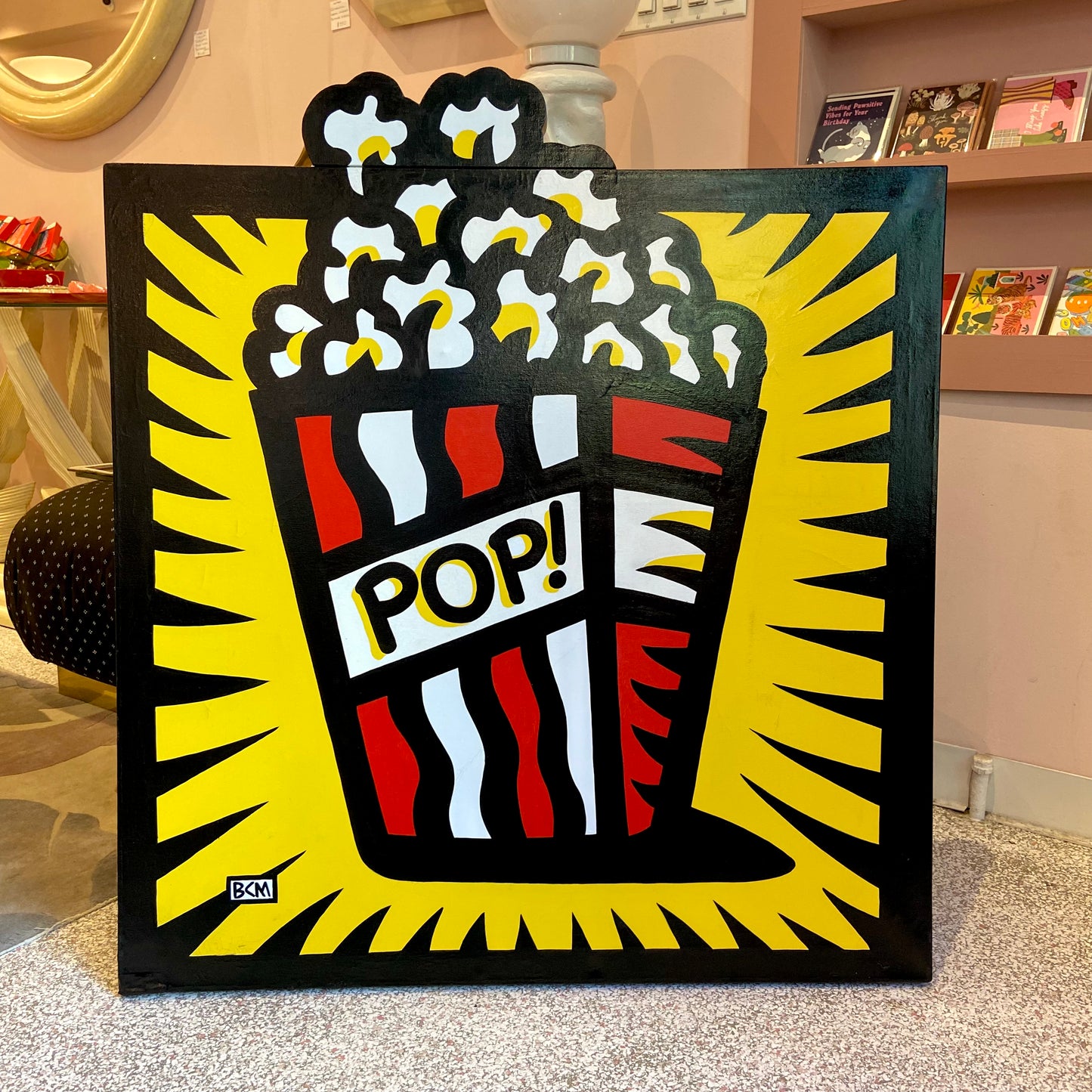 Rare Vintage Signed Burton Morris ‘Popcorn’ Acrylic 3D Artwork