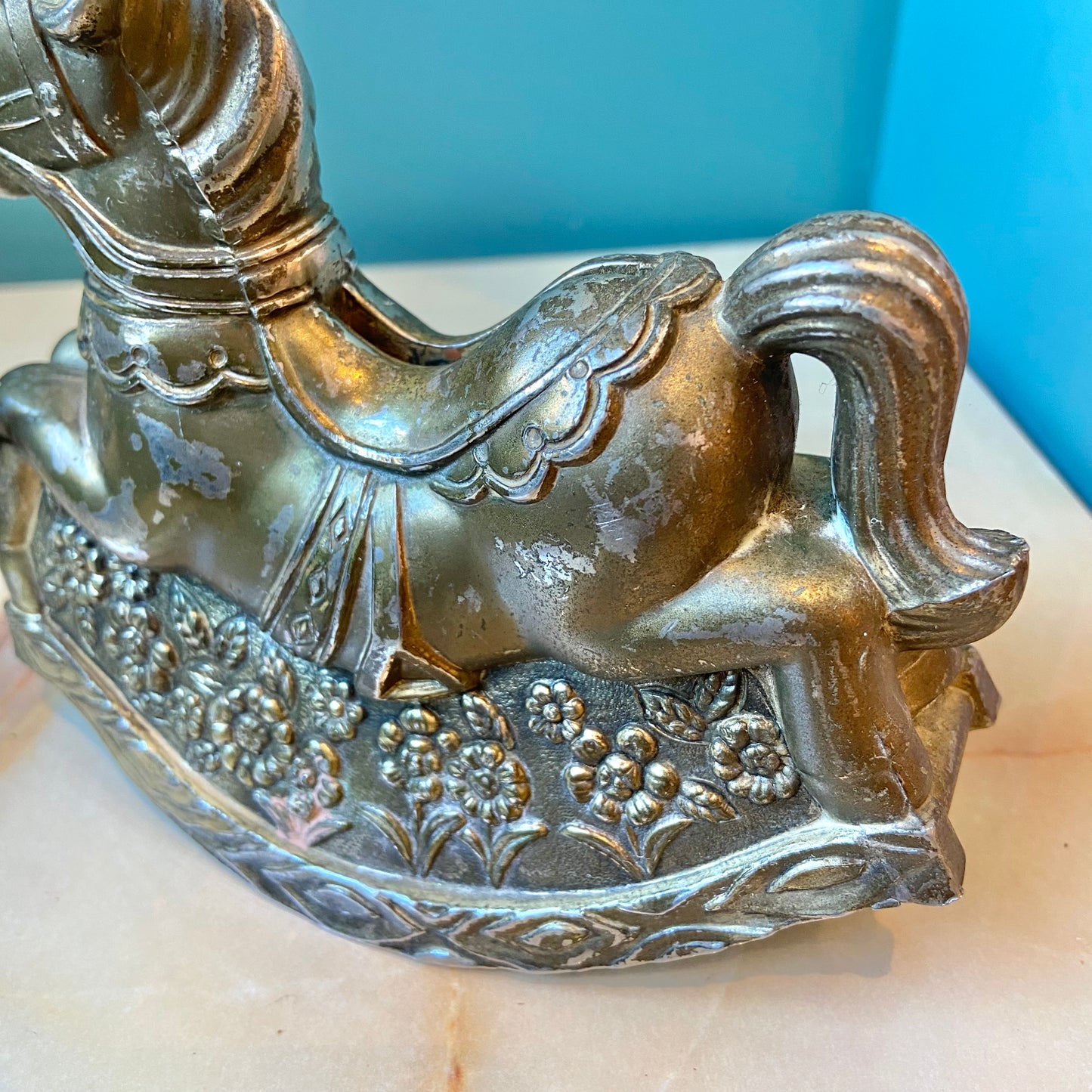 Vintage Metal Rocking Horse Figurine