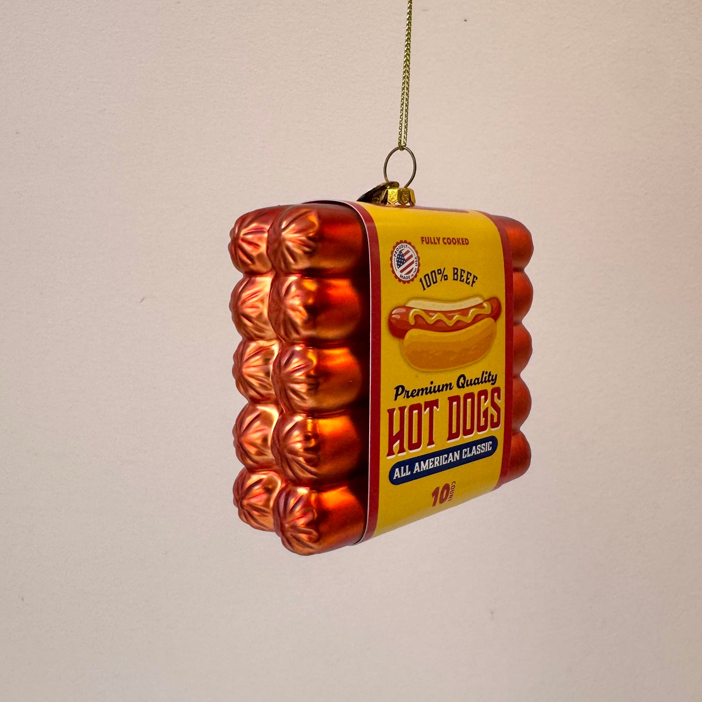 Hot Dogs Blown Glass Christmas Ornament