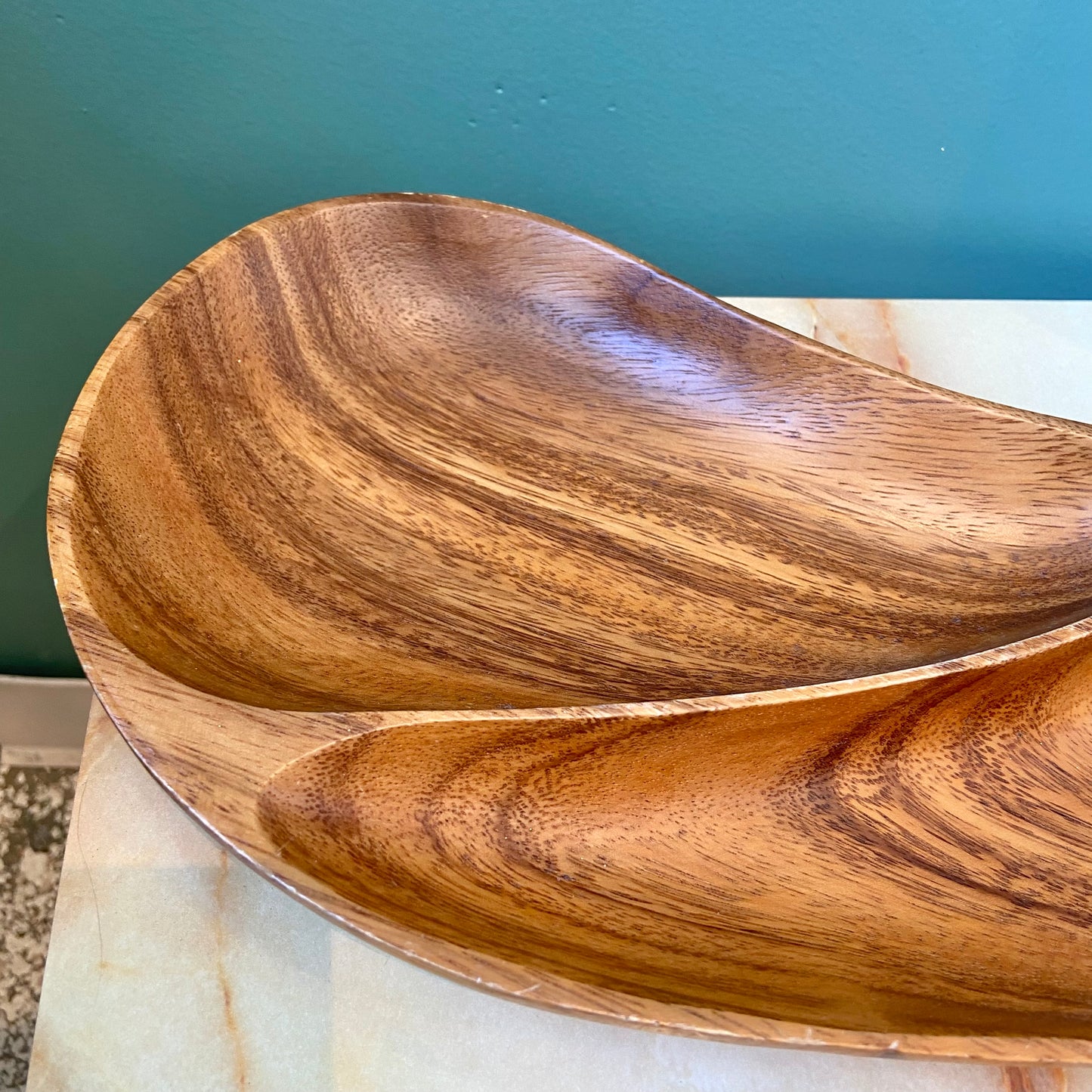 Vintage Teak Wood 2 Section Serving Platter
