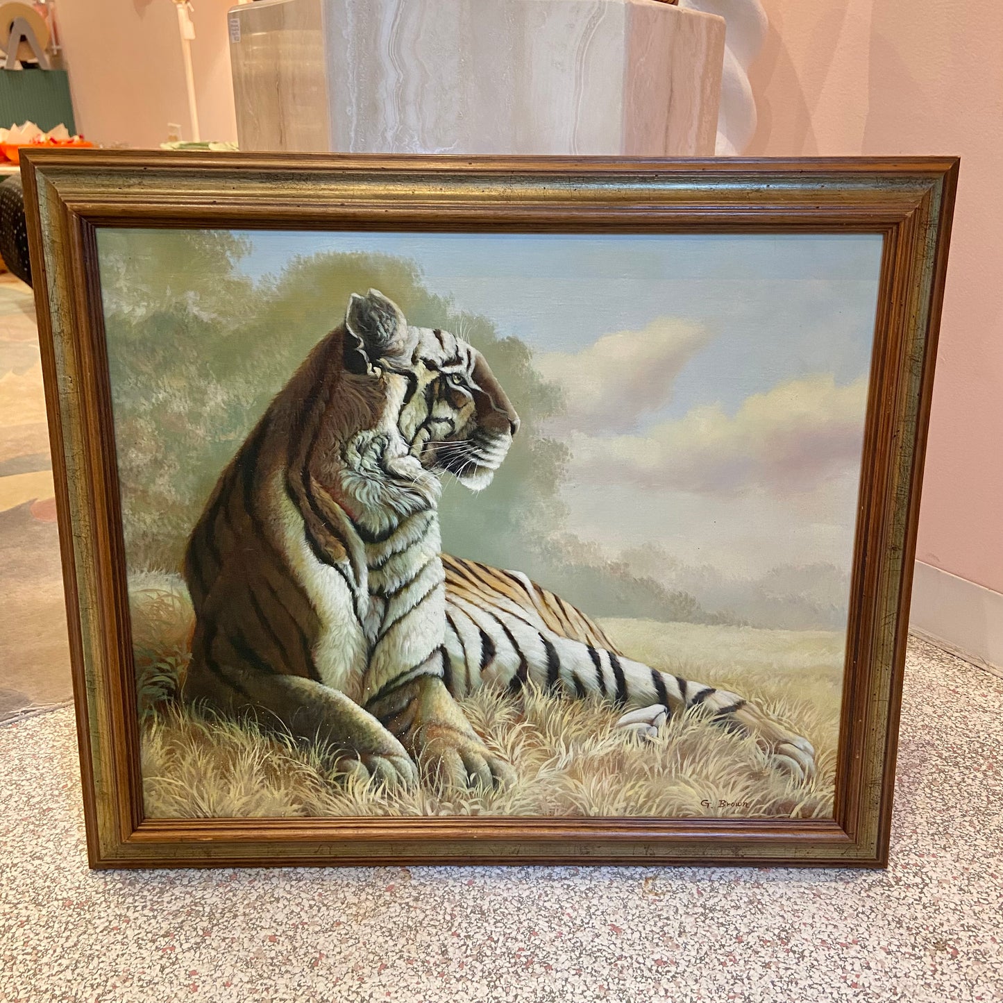 Framed Vintage Bengal Tiger Artwork
