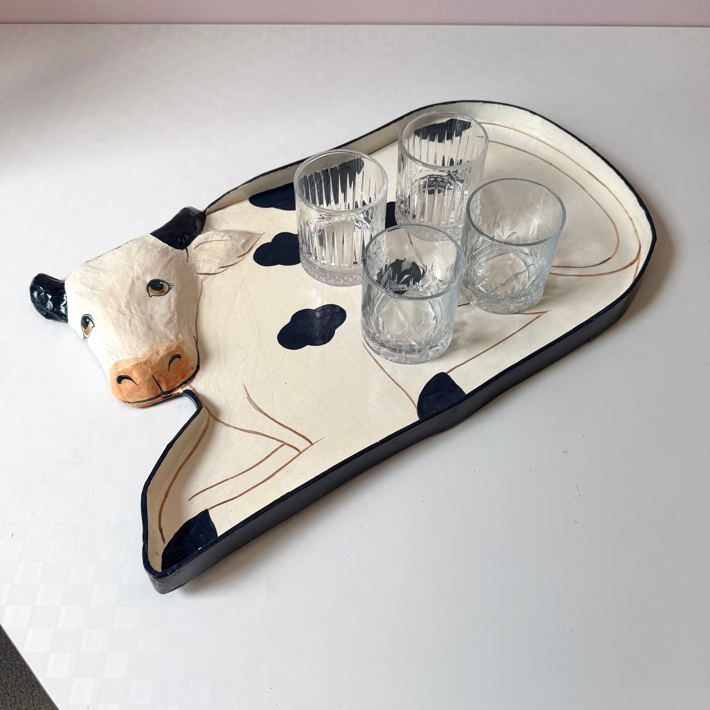 Vintage Large Paper-Maché Cow Tray