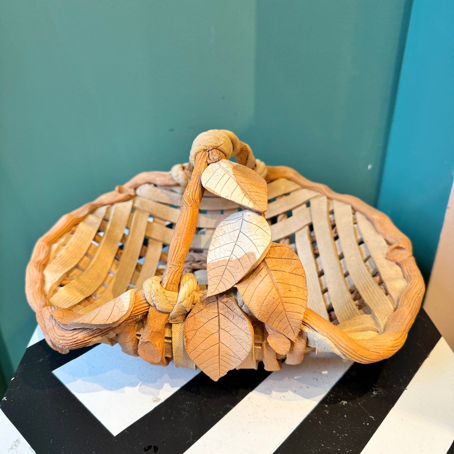 Vintage Woven Ceramic Decorative Basket