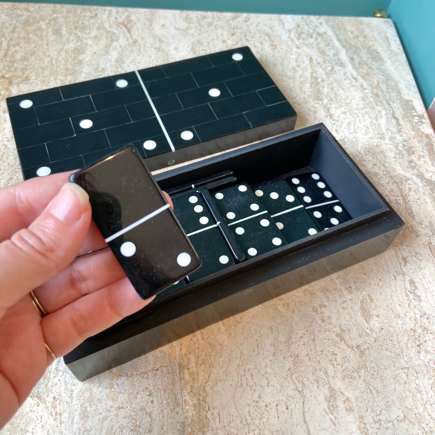 Black Resin Domino Box