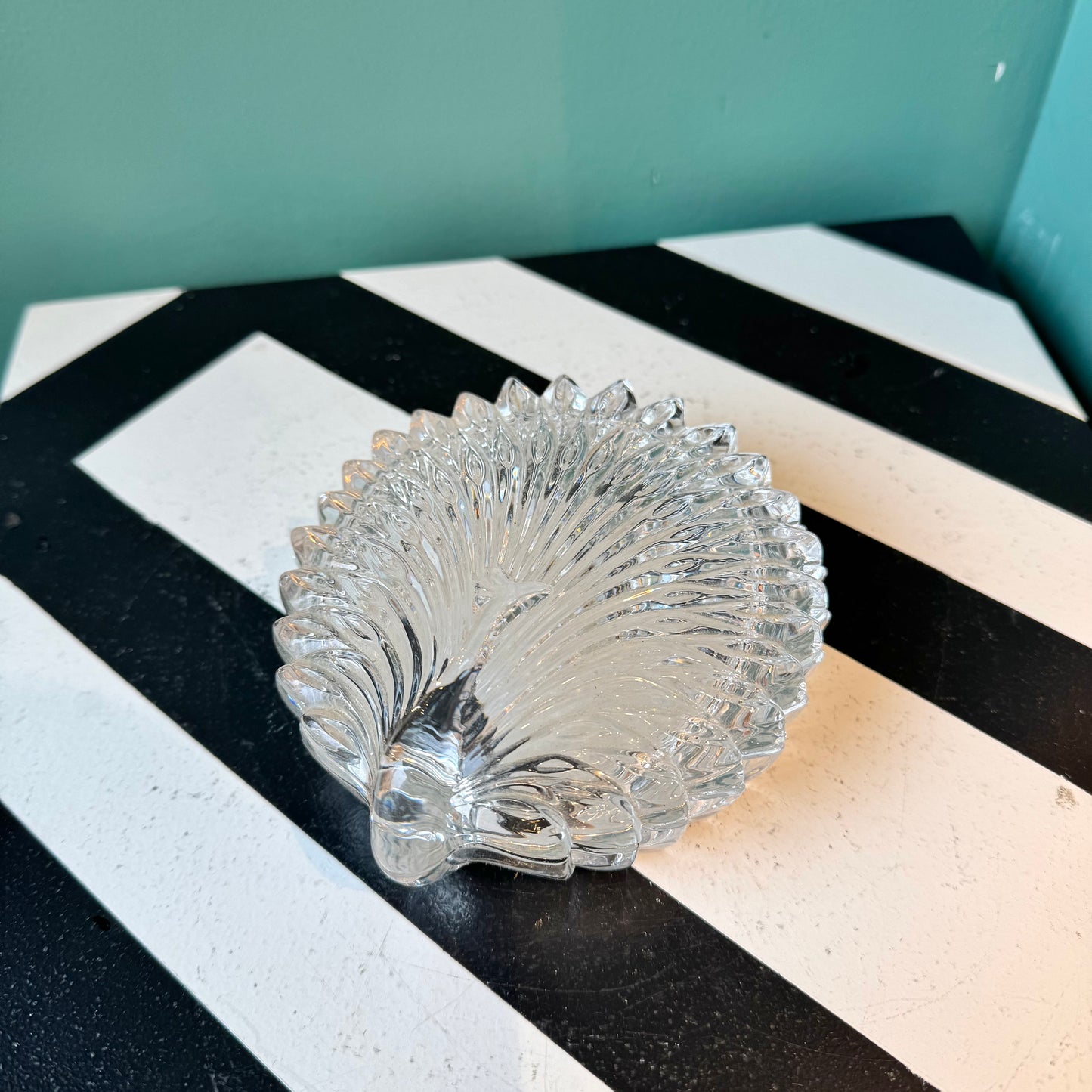 Vintage Mikasa Glass Peacock Jewelry Box
