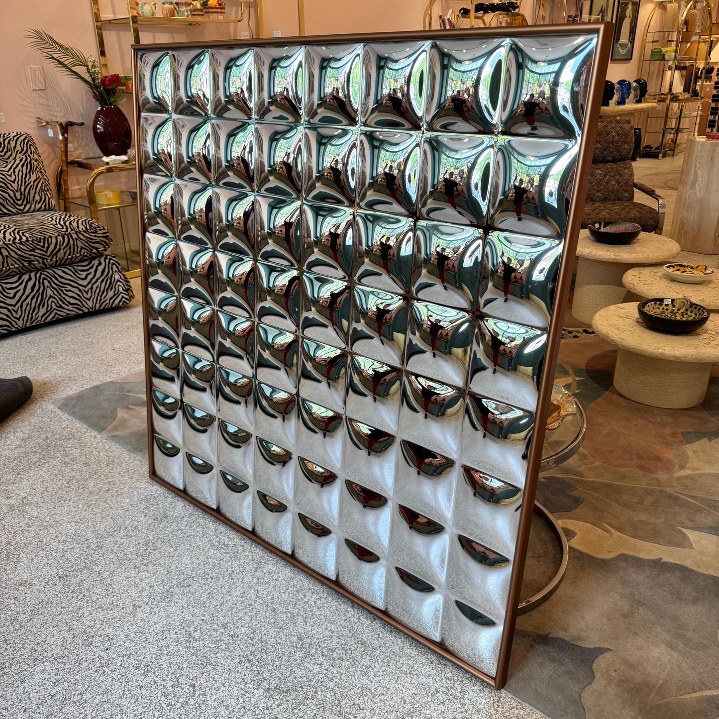 Vintage Turner Space Age Chrome Bubble Mirror