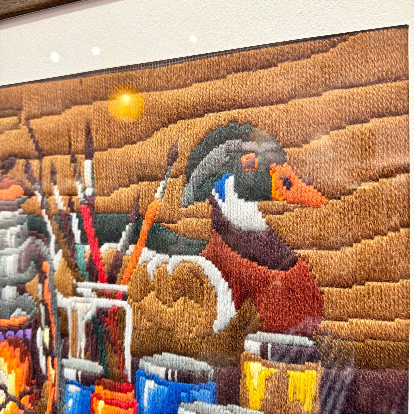 Framed Vintage Long Stitch ‘Decoy Still Life’ Duck Artwork