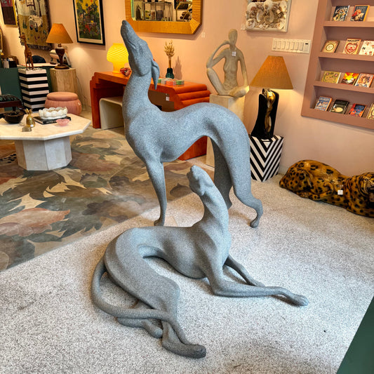 Vintage Large Pair of 1980’s Resin Dog Statues