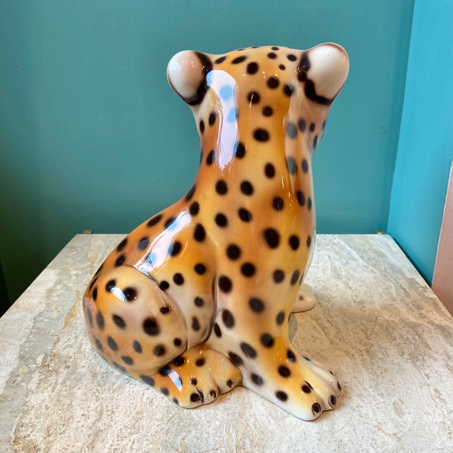 Vintage Italian Cheetah Cub Statue