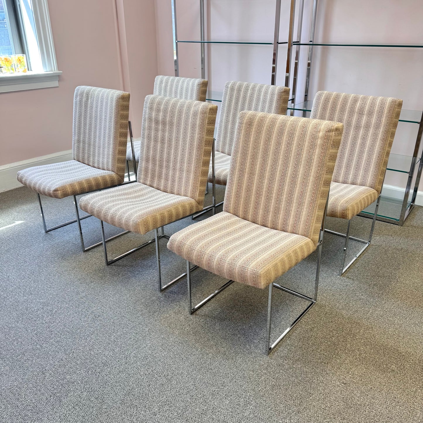 Vintage 1970's Set of 6 Dining Chairs by Milo Baughman for Thayer Coggin