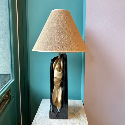 Vintage Gold and Black Abstract Female Male Lamp by FAIP
