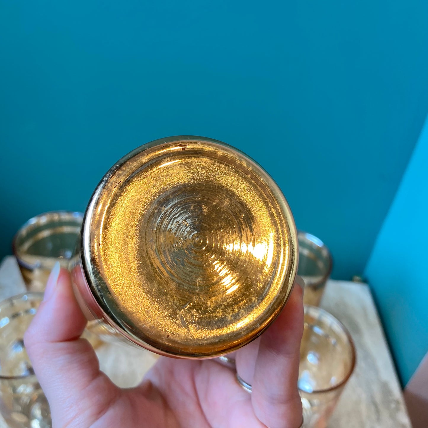 Set of 6 Vintage Gold Plated Glasses