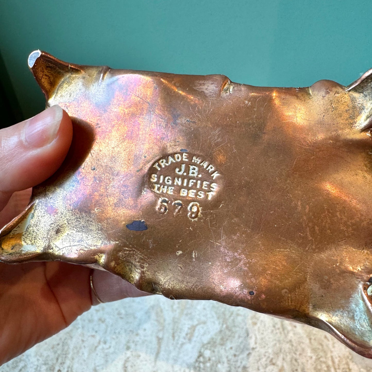 Antique Art Nouveau Copper Jewelry Box by Jennings Brothers
