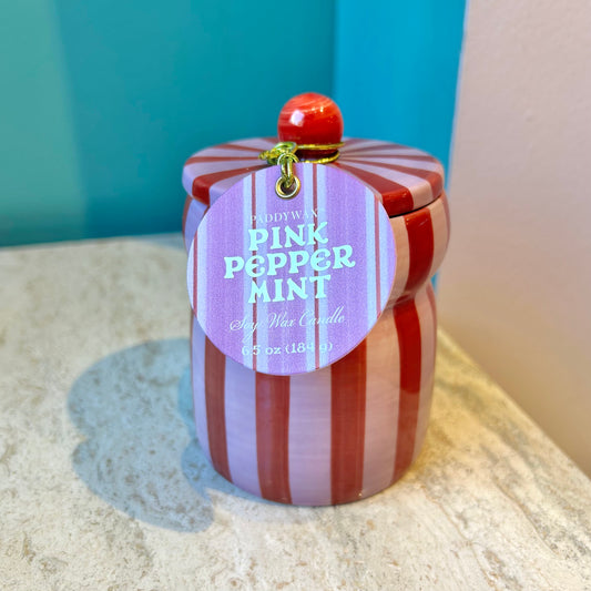 Paddywax Pink Pepper Mint Ceramic Candle
