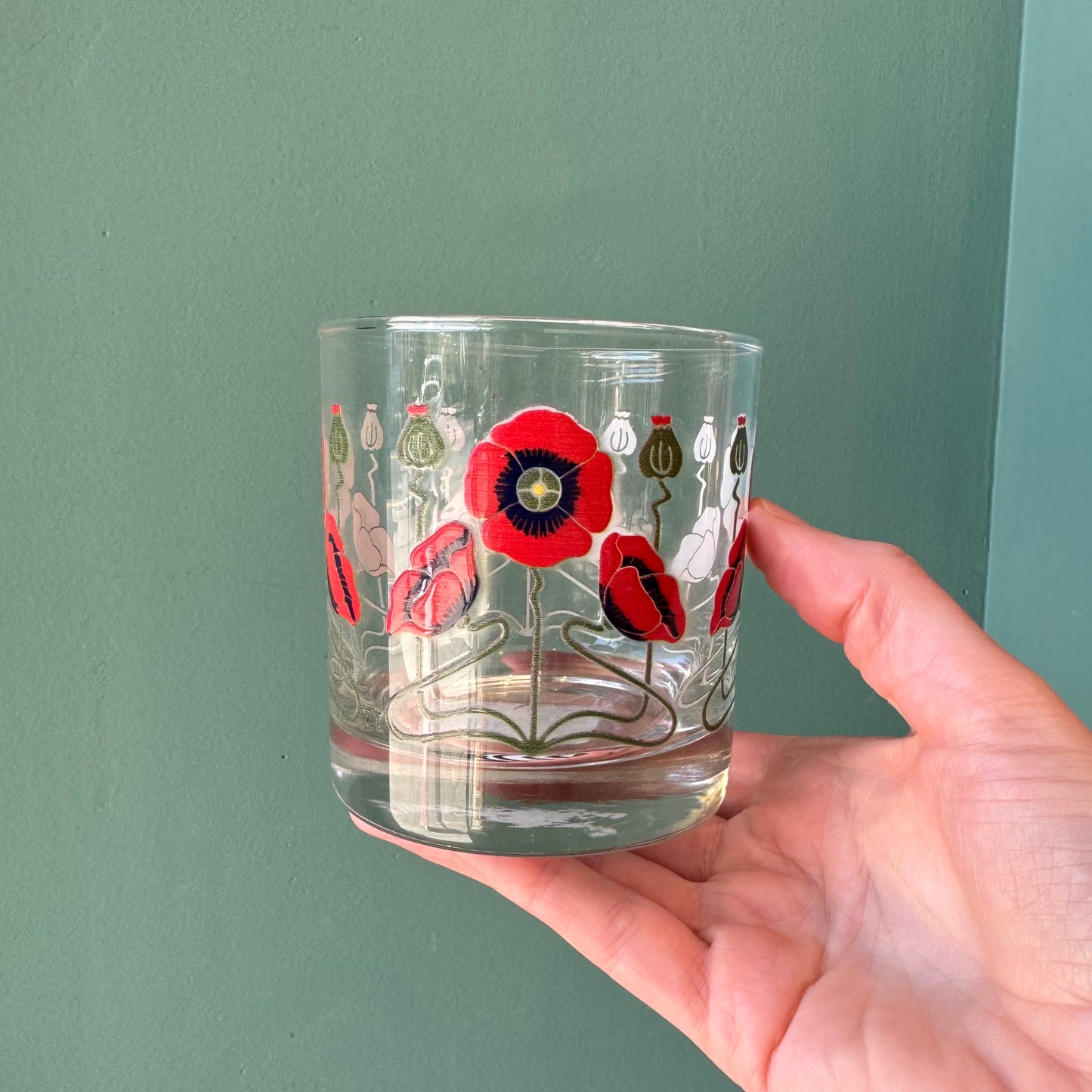 Red Poppy Rocks Glasses - PAIR