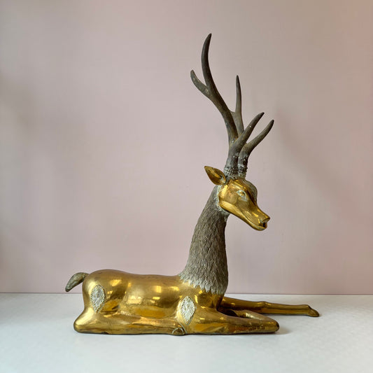 Vintage Extra Large Brass Deer Statue