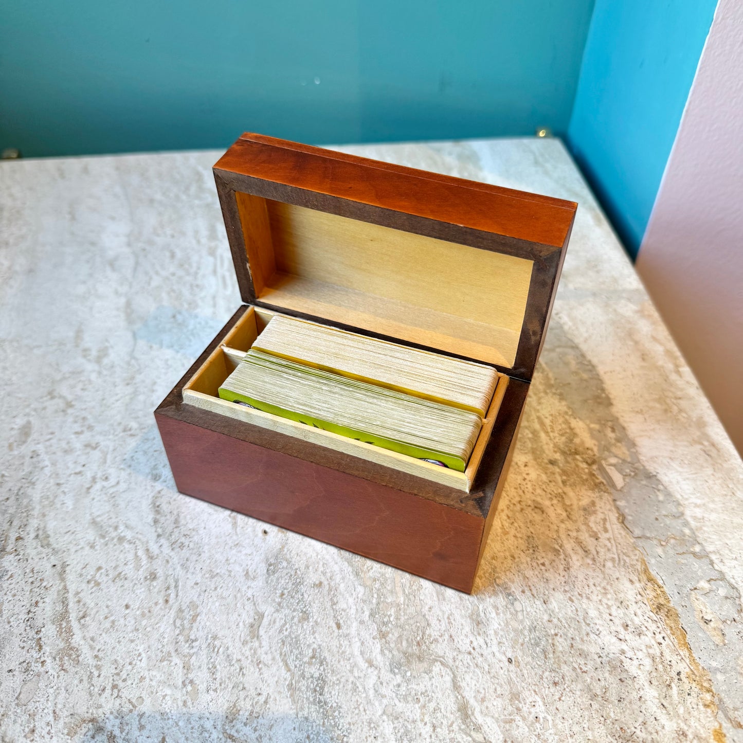 Vintage Wooden Playing Card Box