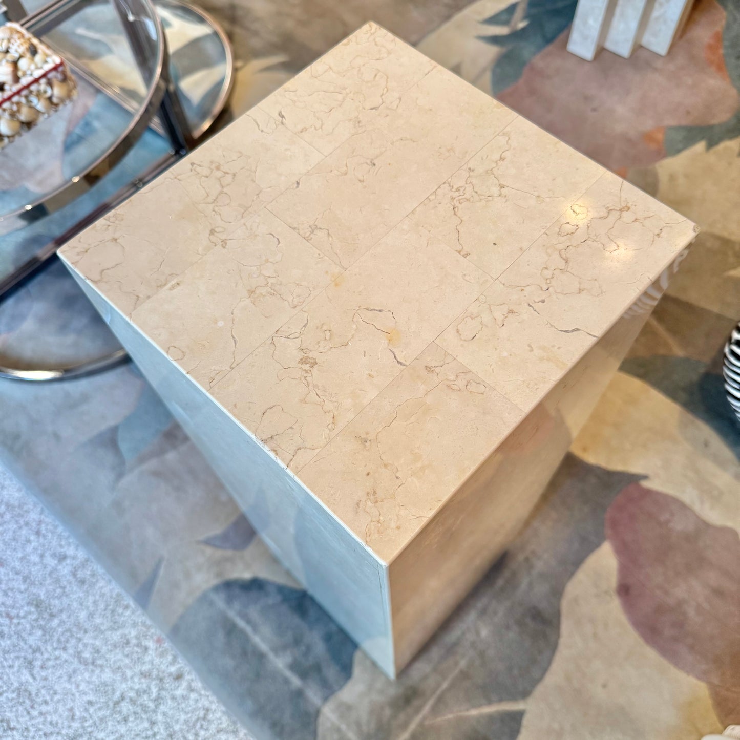 Vintage Square Travertine Pedestal