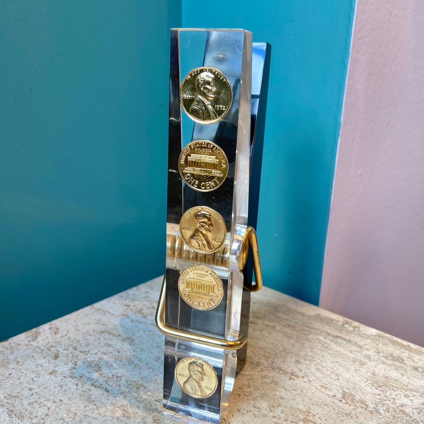 Oversized Vintage Lucite 1972 Penny Clothes Pin