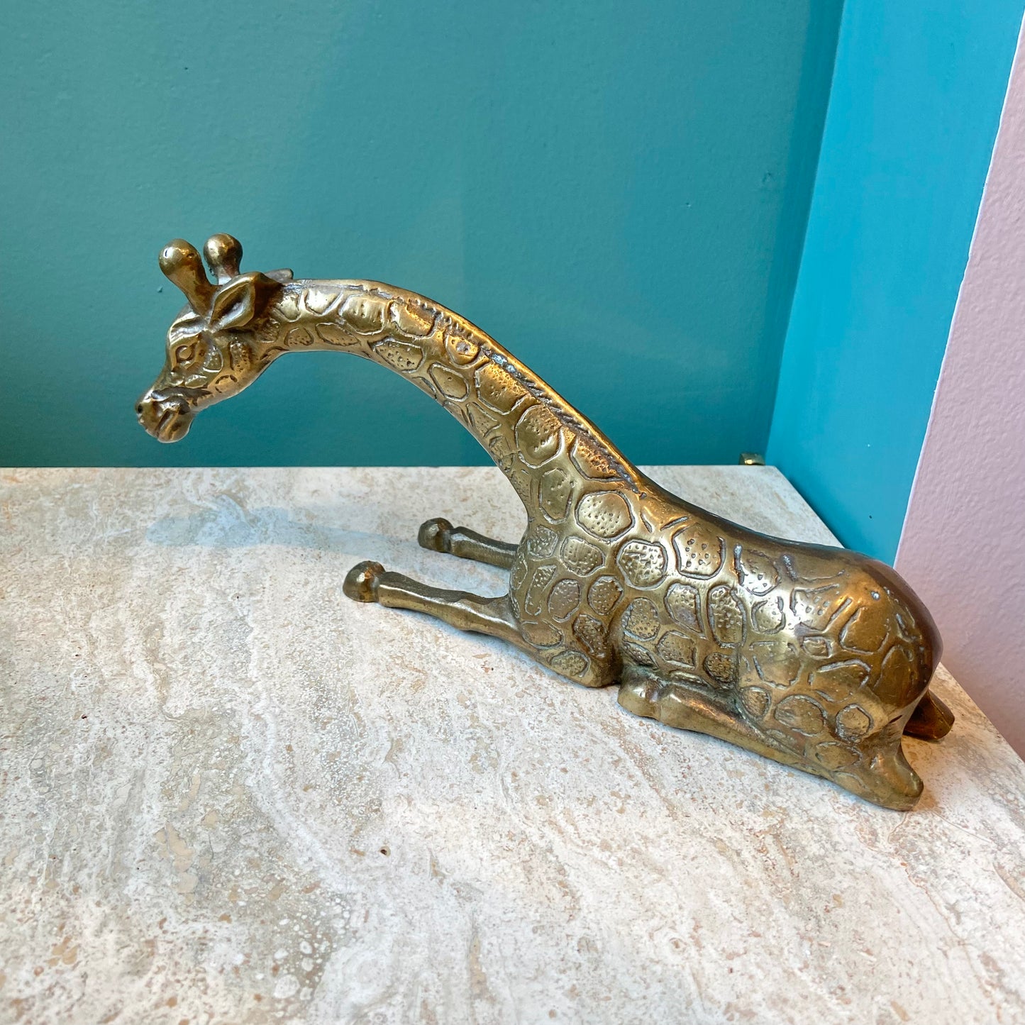 Vintage Brass Sitting Giraffe Statue