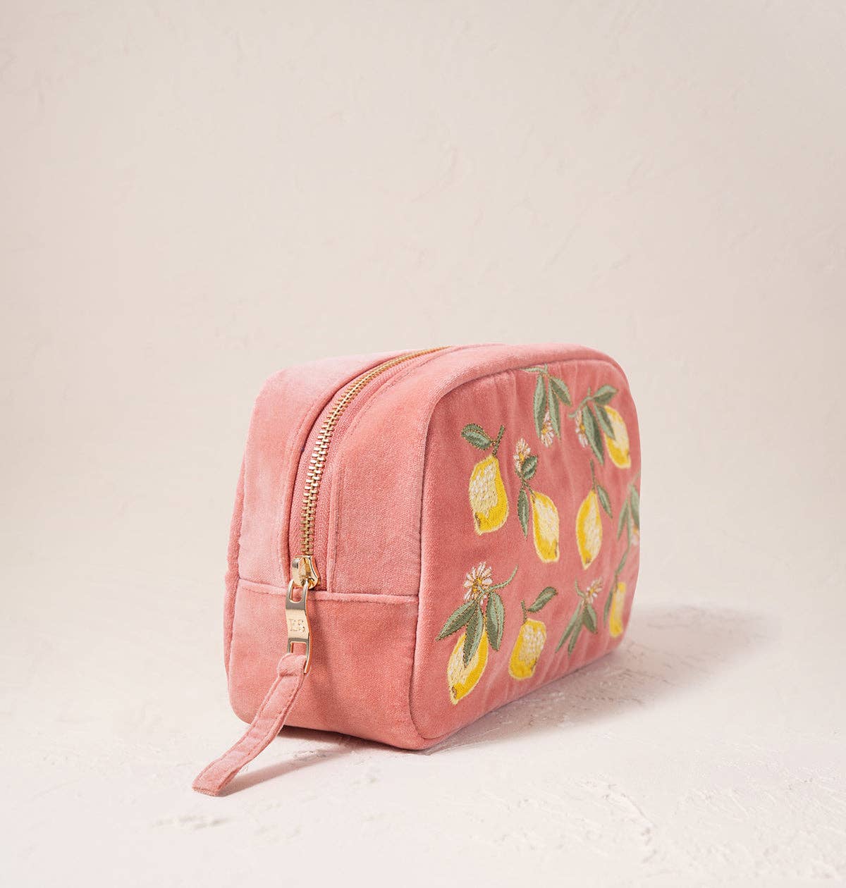 Pink Velvet Lemon Blossom Makeup Bag by Elizabeth Scarlett