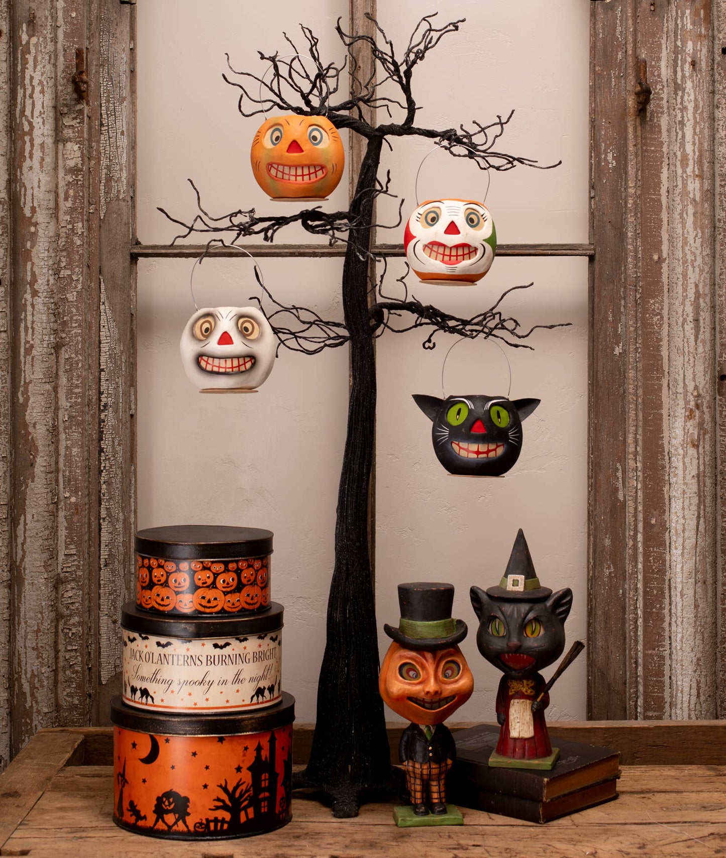 Vintage Inspired Mini Striped Pumpkin Bucket Small