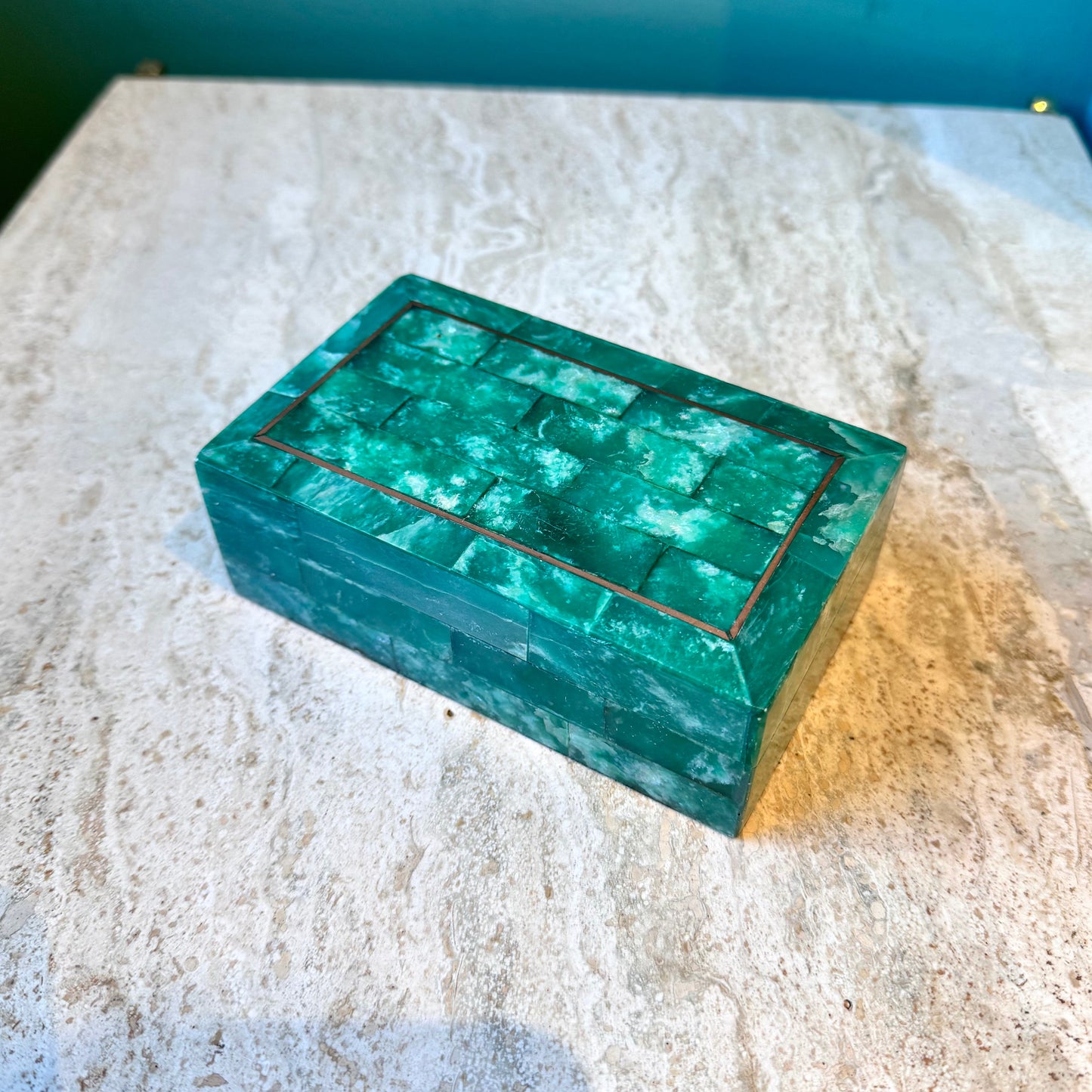 Vintage Maitland Smith Style Tessellated Malachite Box