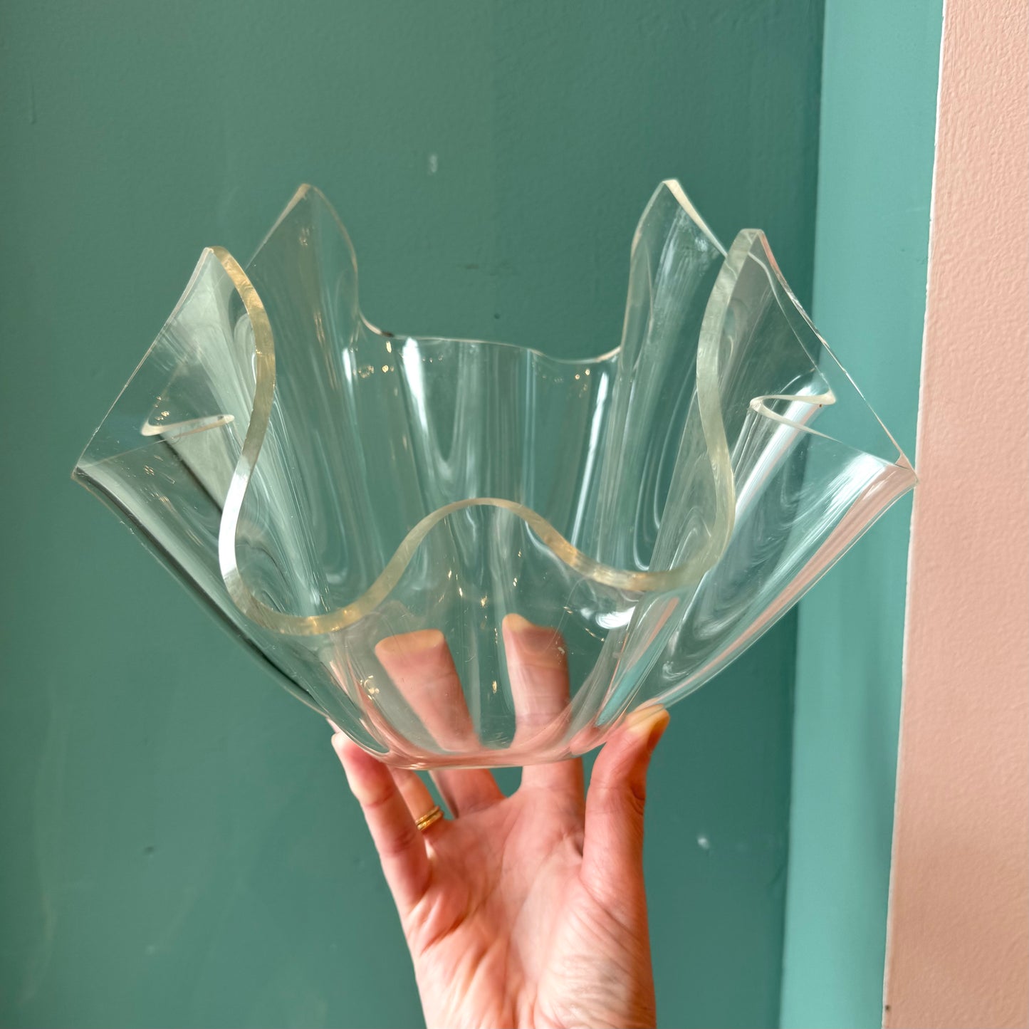 Vintage Lucite Handkerchief Bowl