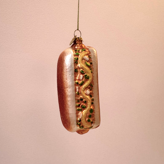 Hot Dog Glass Ornament