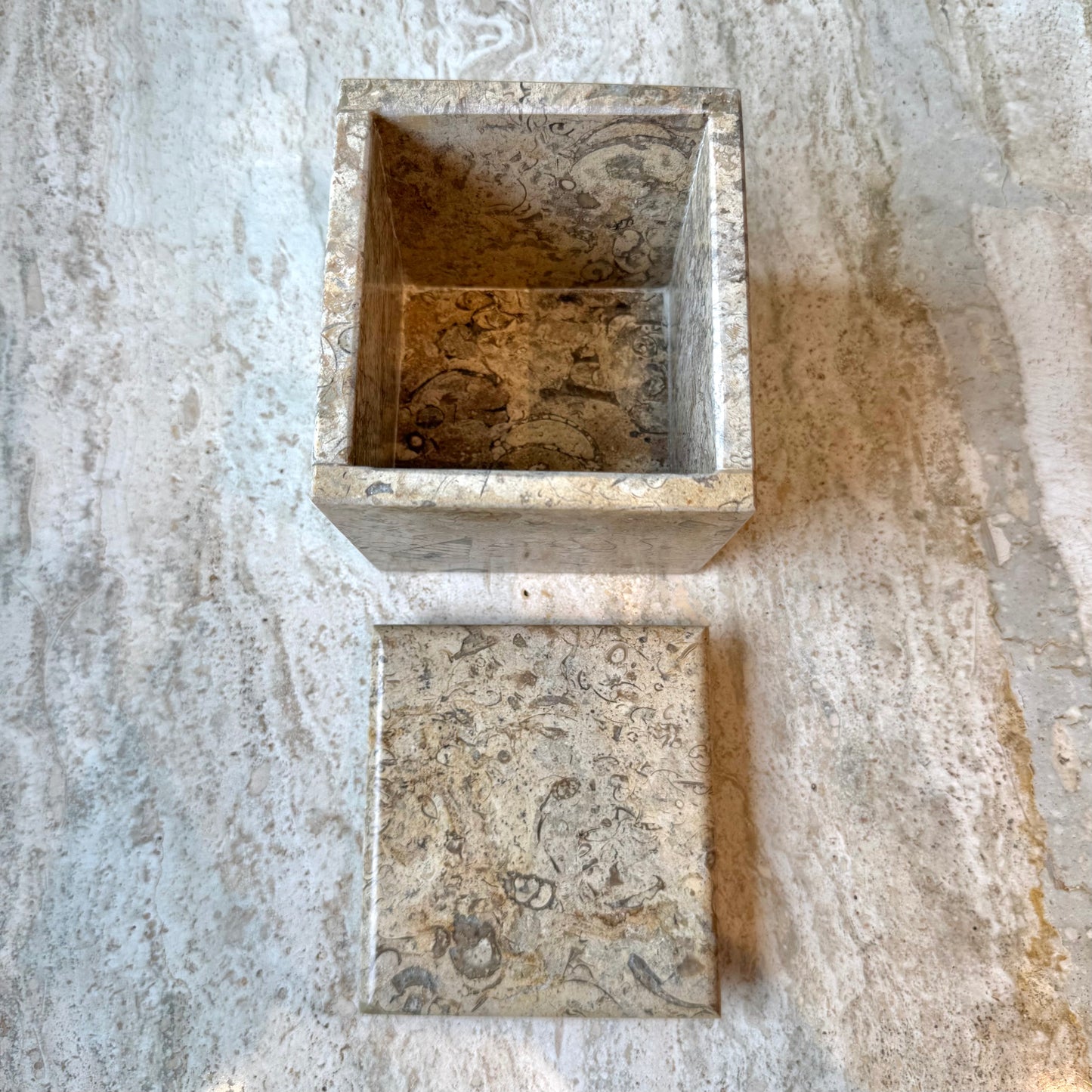 Vintage Fossil Stone Storage Box