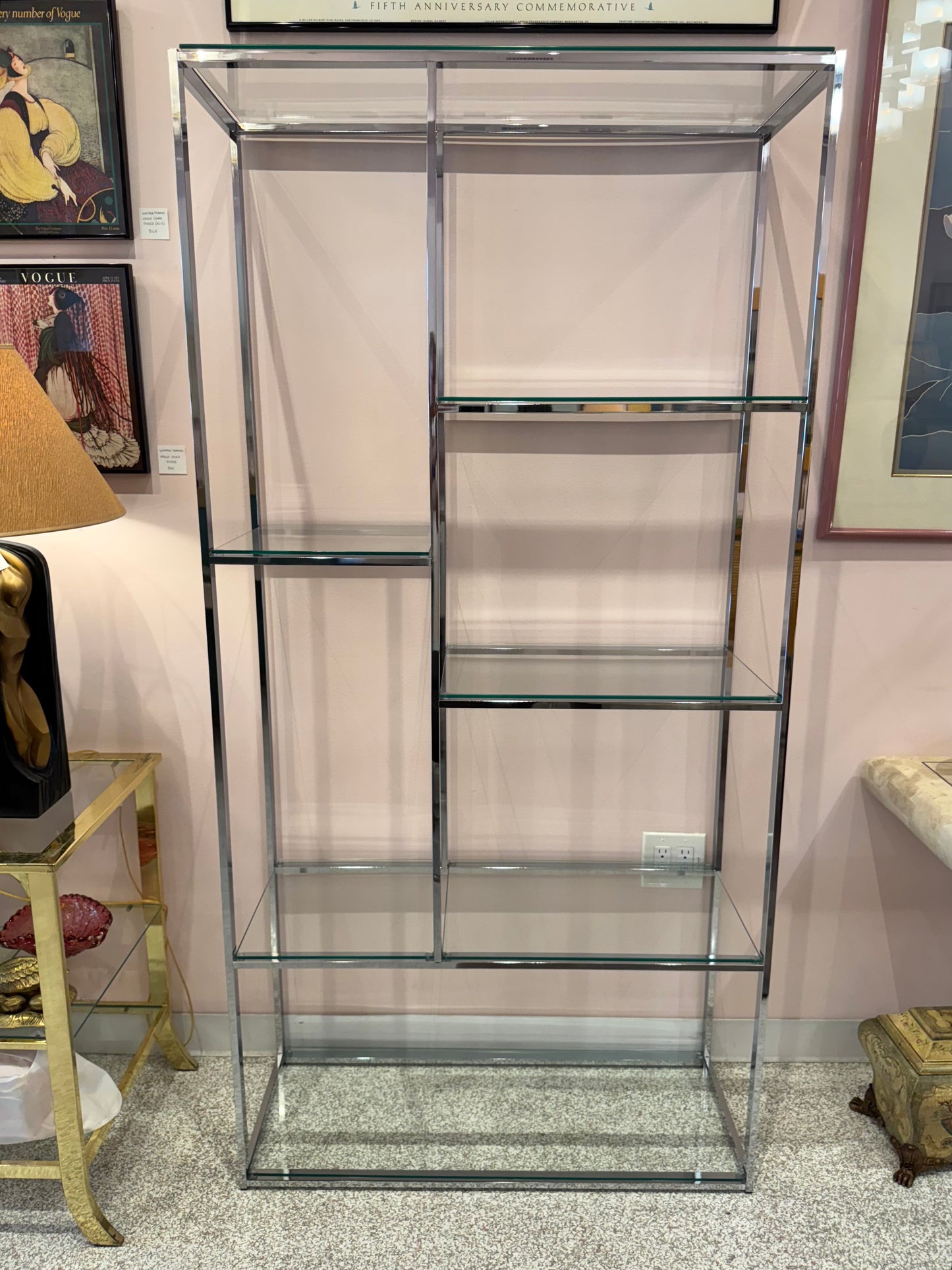 Vintage DIA Style Chrome and Glass Etagere