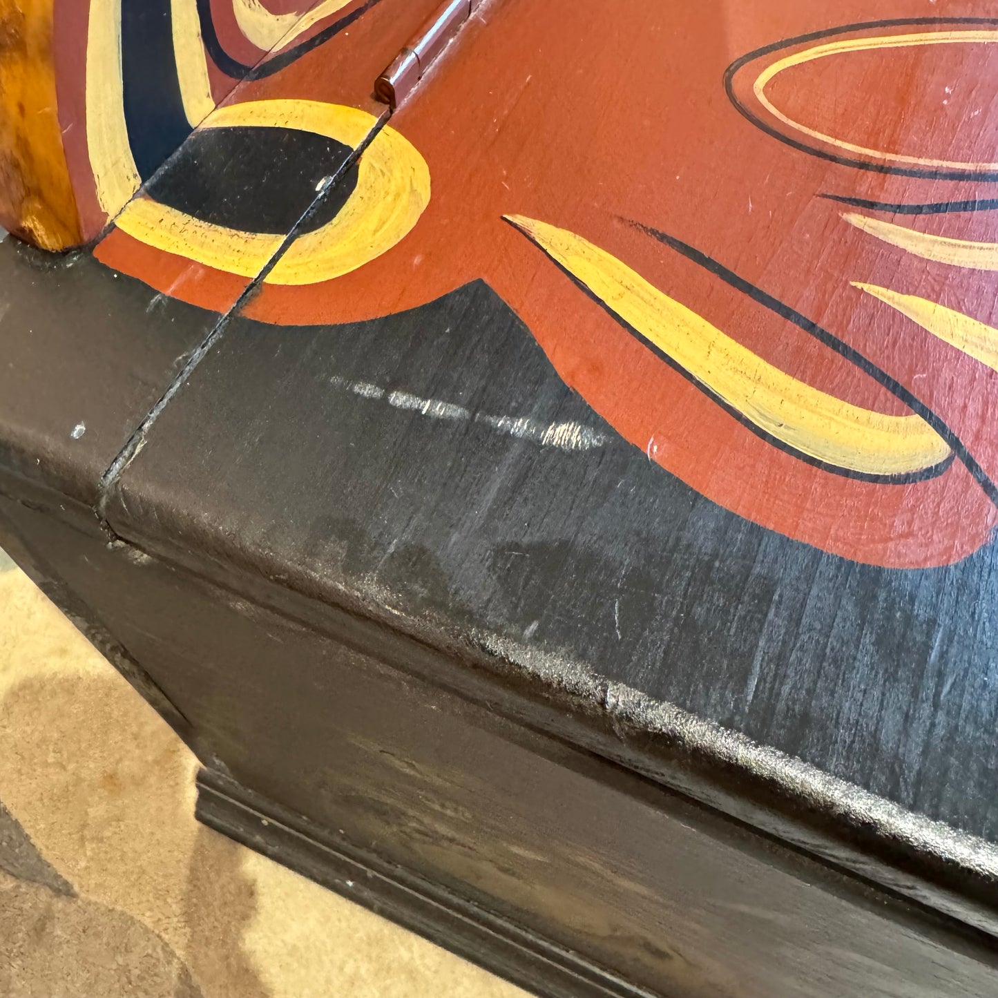 Vintage 1980's Art Deco Lady Wooden Bench Chest