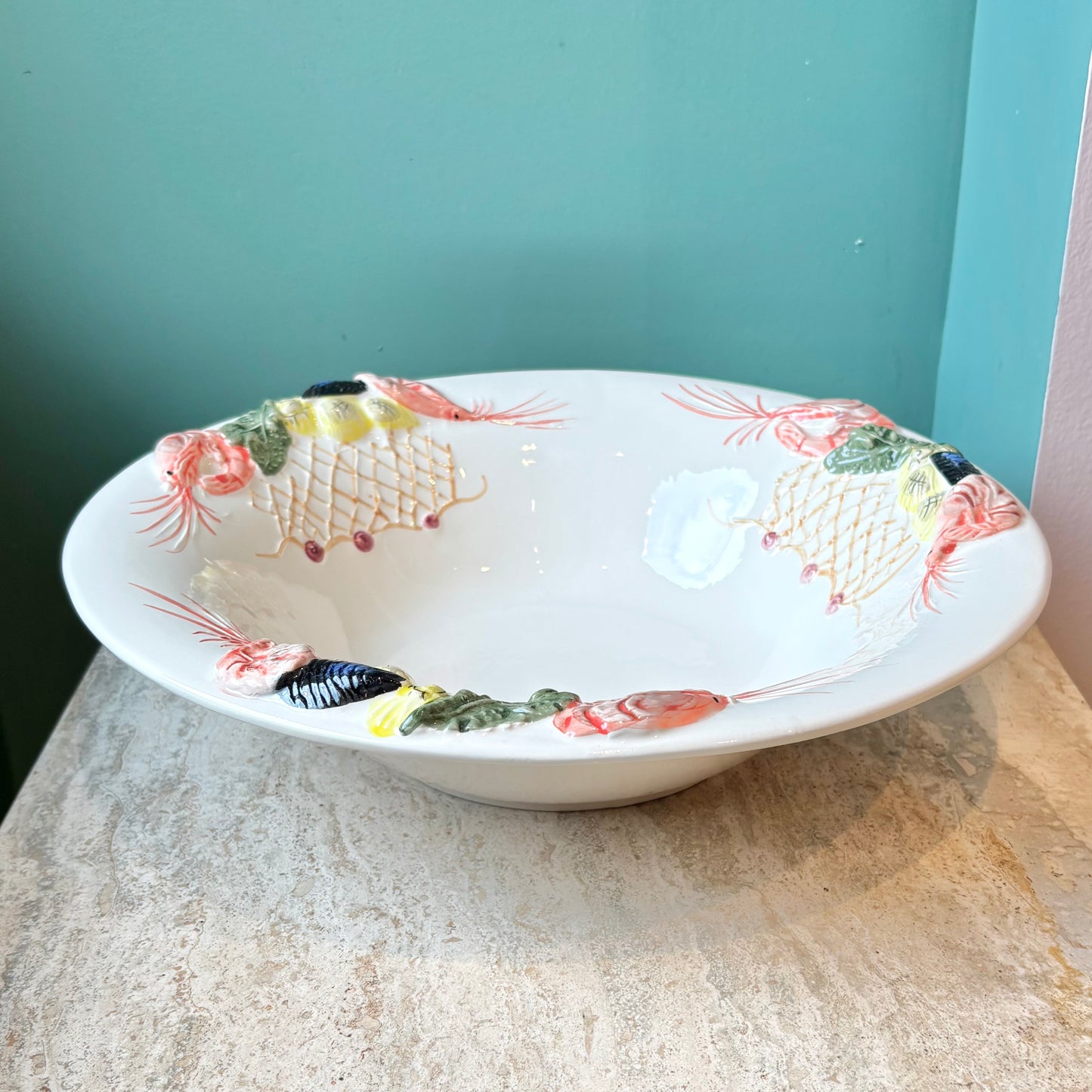 Vintage Portuguese Large Seafood Serving Bowl