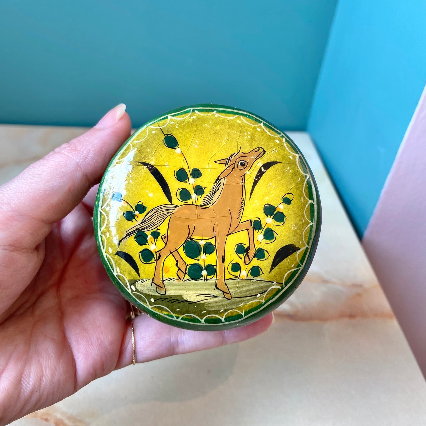 Vintage Papier Mache Horse Trinket Box by Tonala Jal Mexico