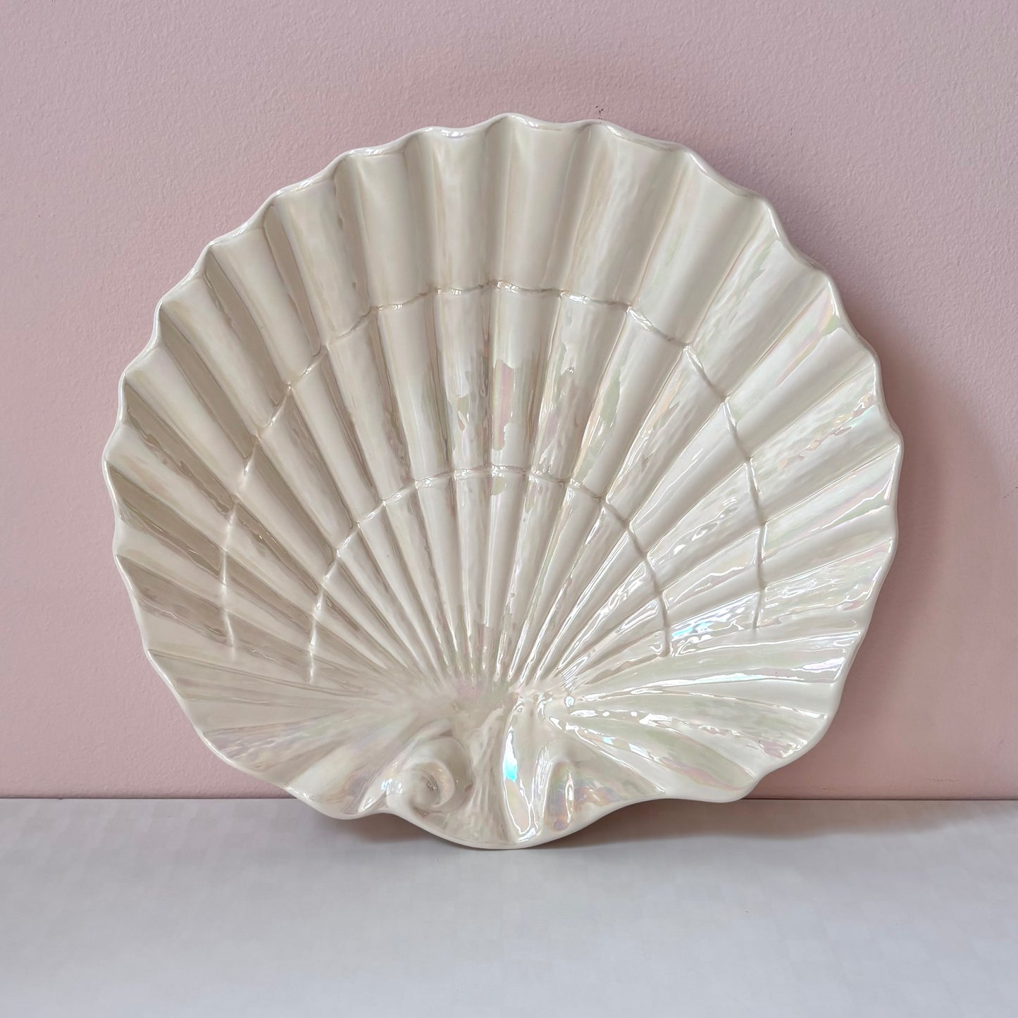 Vintage Opalescent Ceramic Shell Platter Dish