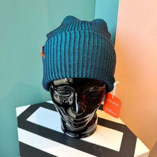 Rib Knit Beanie: Navy Teal
