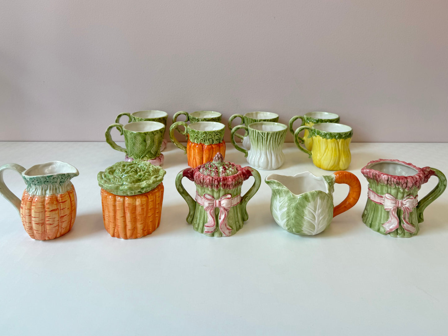 Vintage Set of 4 Ceramic Vegetable Mugs by Fitz & Floyd