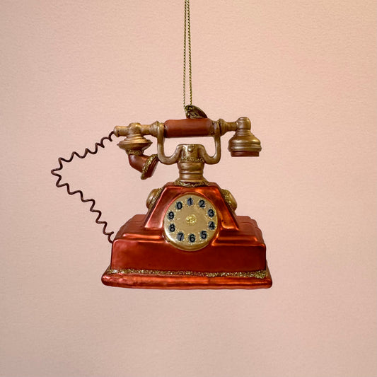 Retro Telephone Glass Ornament