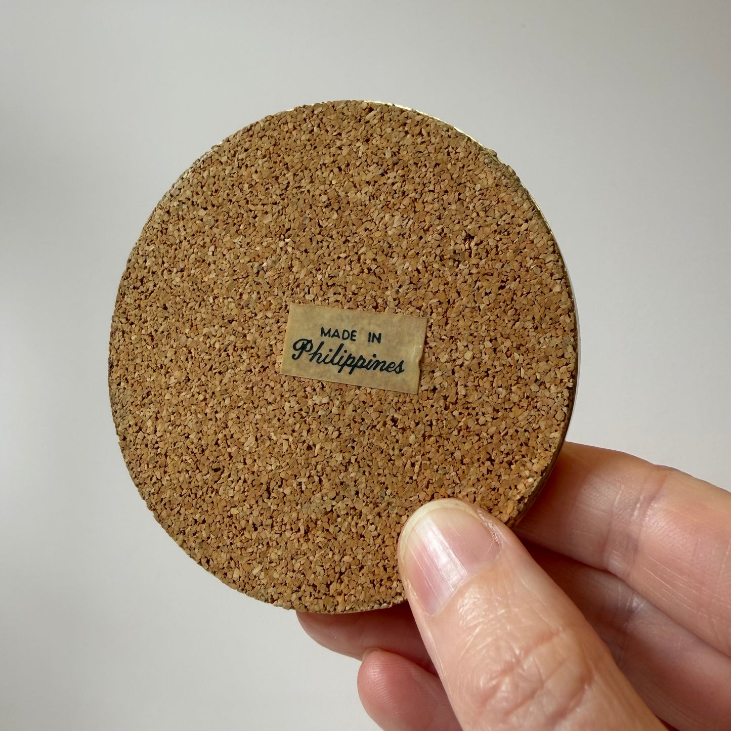 Vintage Capiz Shell and Brass Coaster Set with Caddy