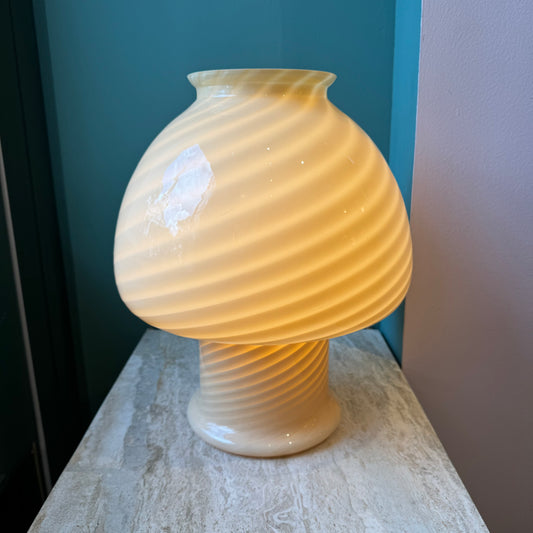 Vintage Pale Yellow Vetri Murano Glass Mushroom Lamp