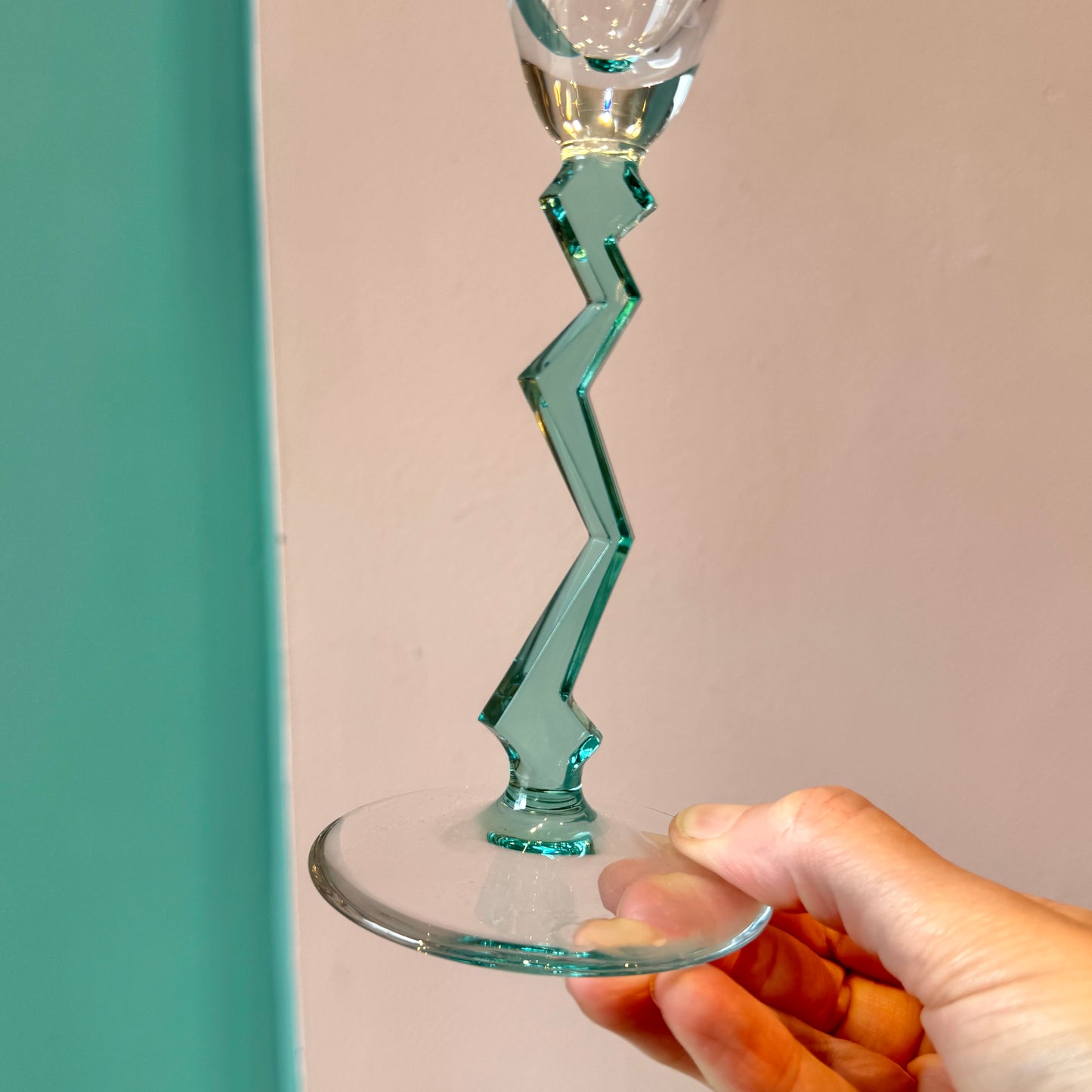 Pair of Vintage Zig Zag Stem Champagne Flutes
