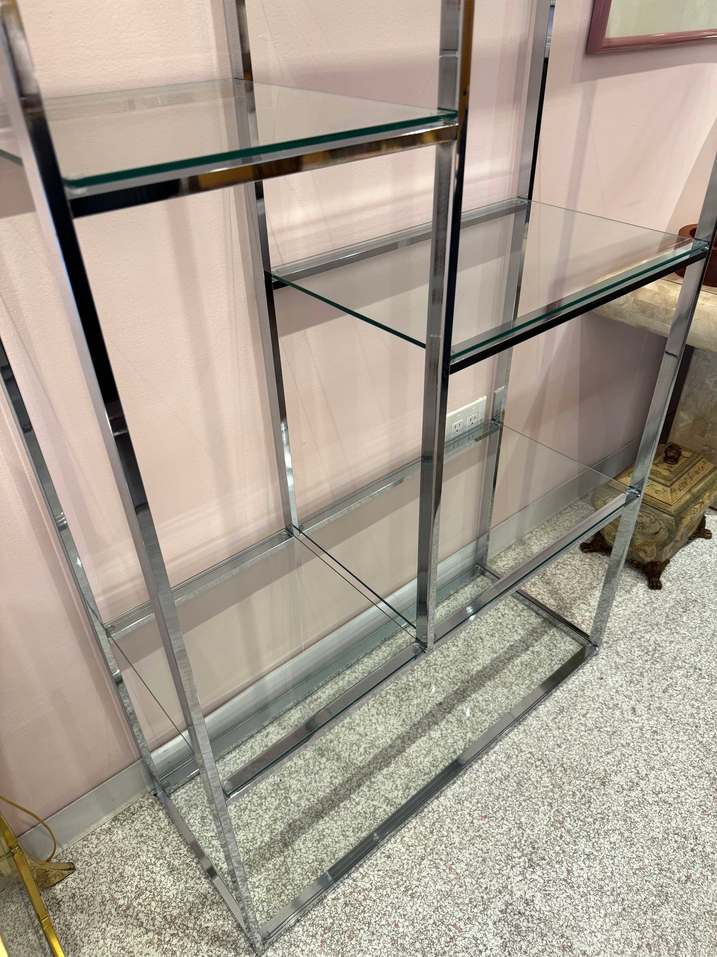 Vintage DIA Style Chrome and Glass Etagere