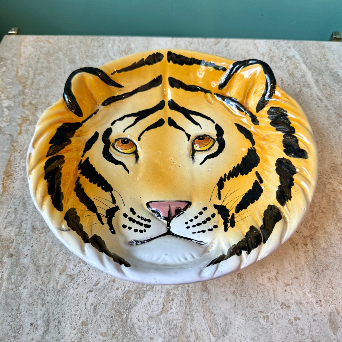 Vintage Italian Terracotta Tiger Head Bowl