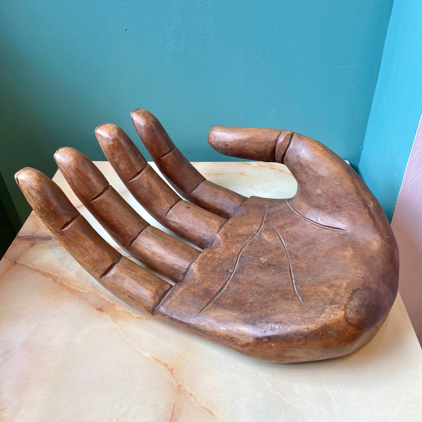 XL Vintage Wooden Hand Sculpture