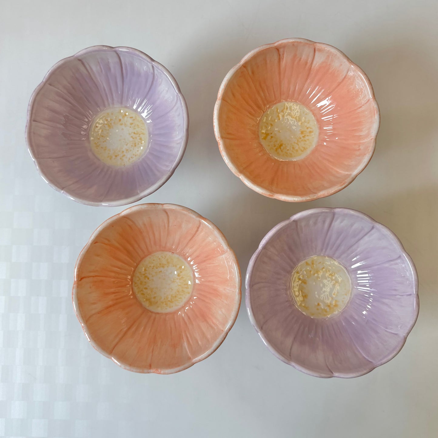 Vintage 8 Piece Set of Flower Cups and Saucers by Roscher & Co.