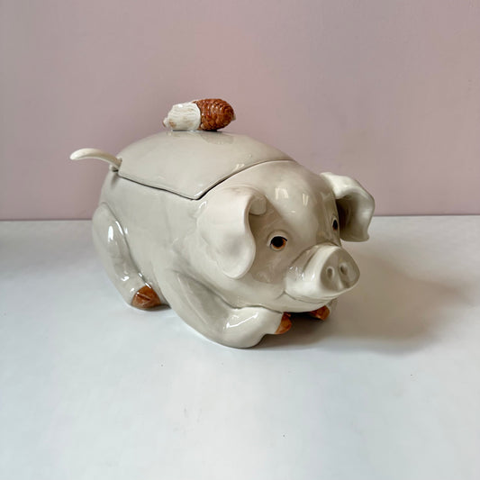 Vintage 1976 Pig and Corn Tureen with Ladle by Fitz & Floyd