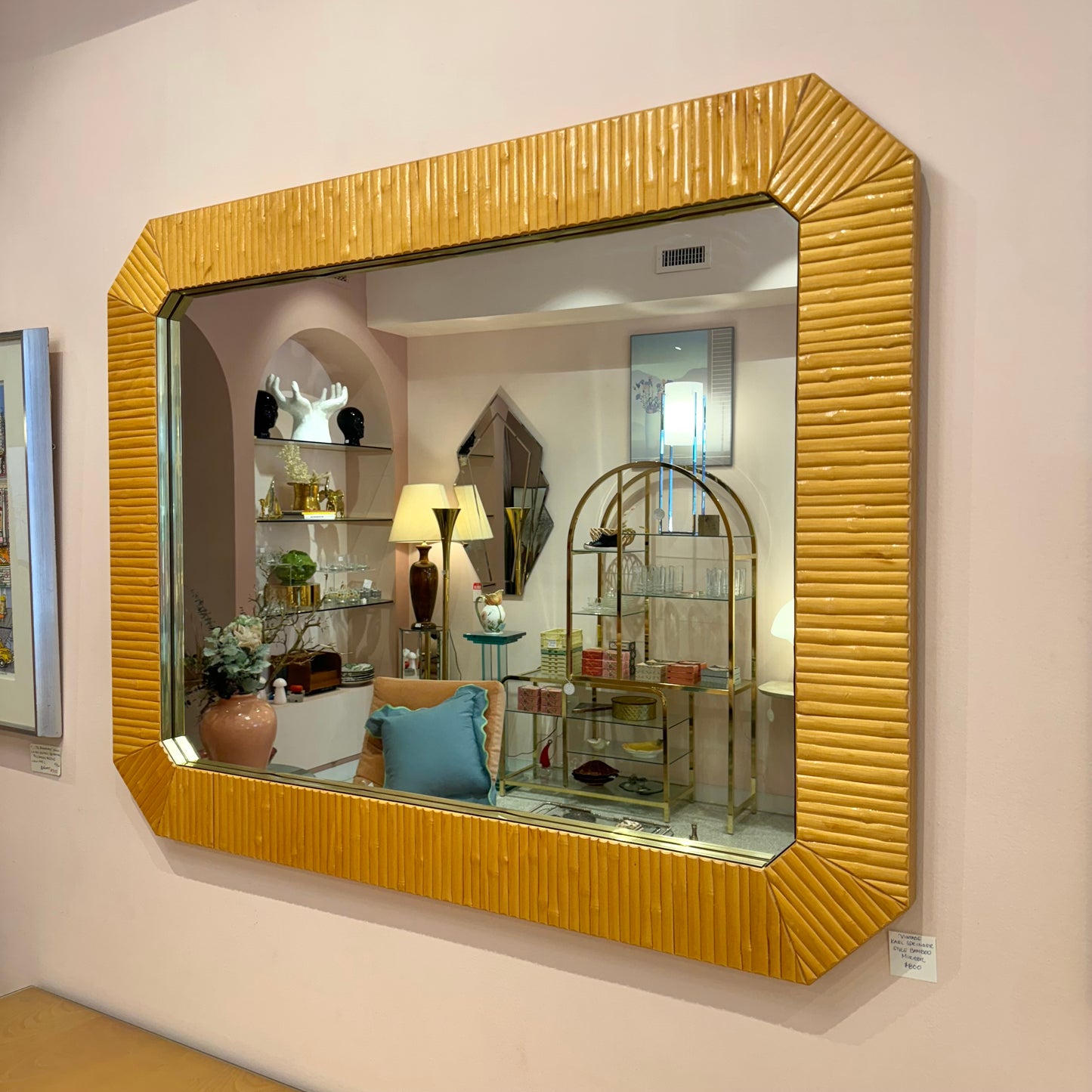Vintage Karl Springer Style Bamboo Mirror