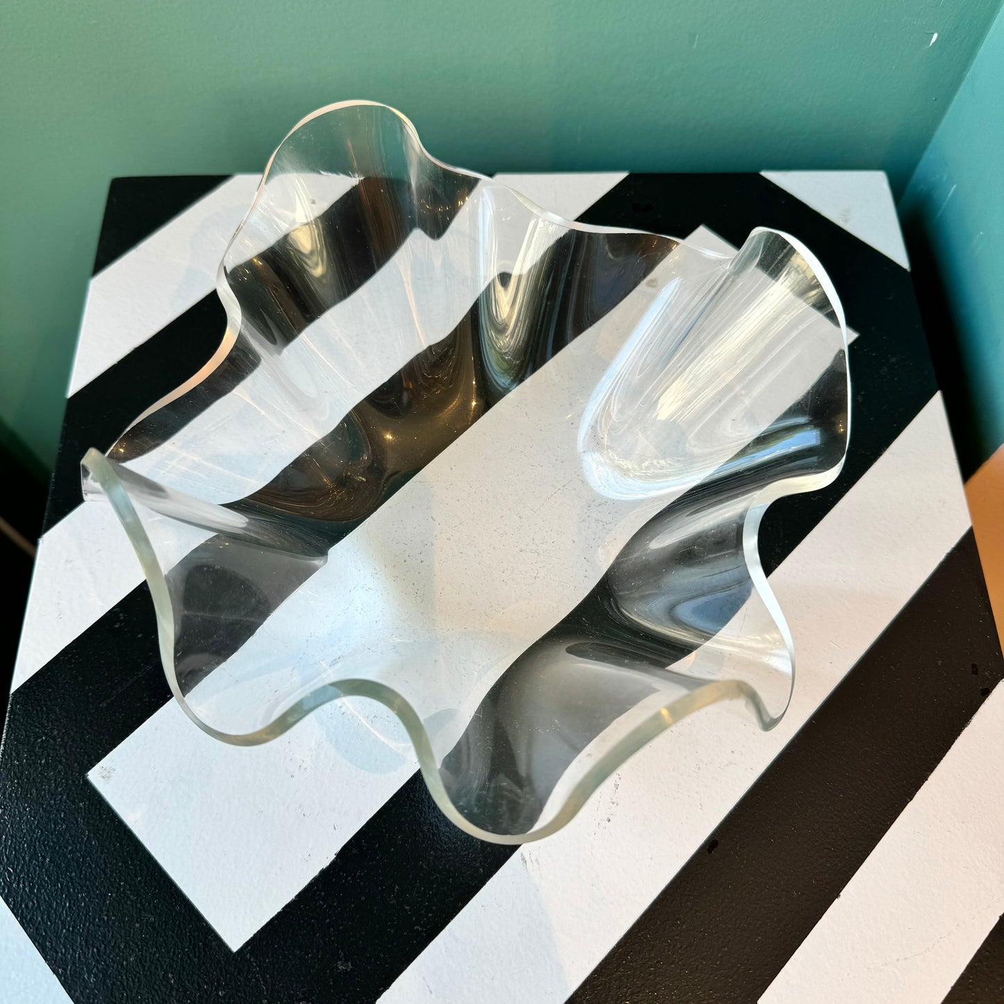 Vintage Clear Lucite Handkerchief Bowl
